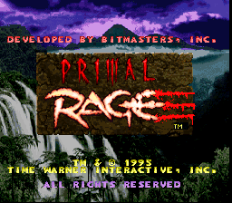 Primal Rage (Europe) Title Screen